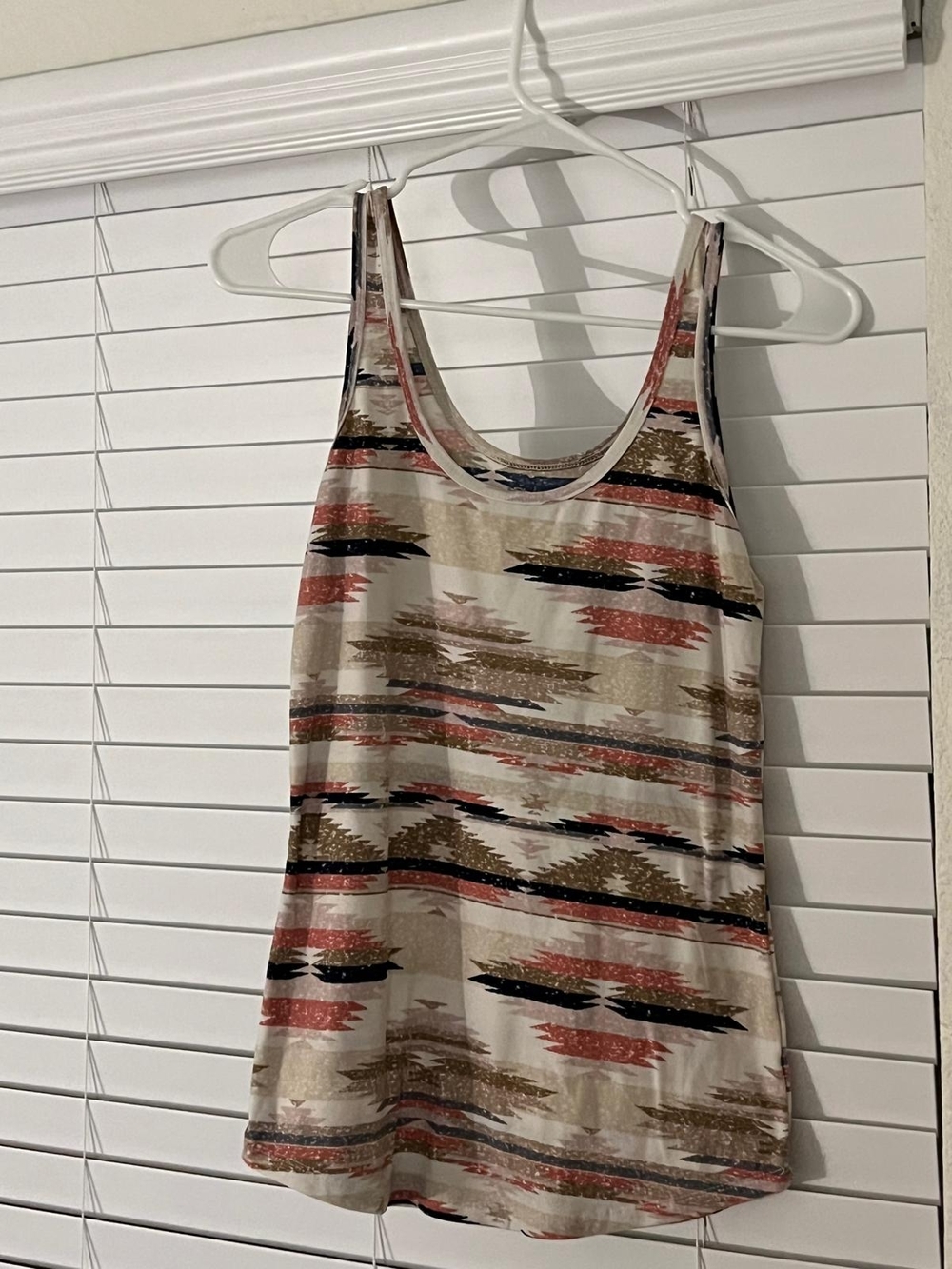 No Boundaries Aztec Stripe Tank Top - Beige, Rust & Black